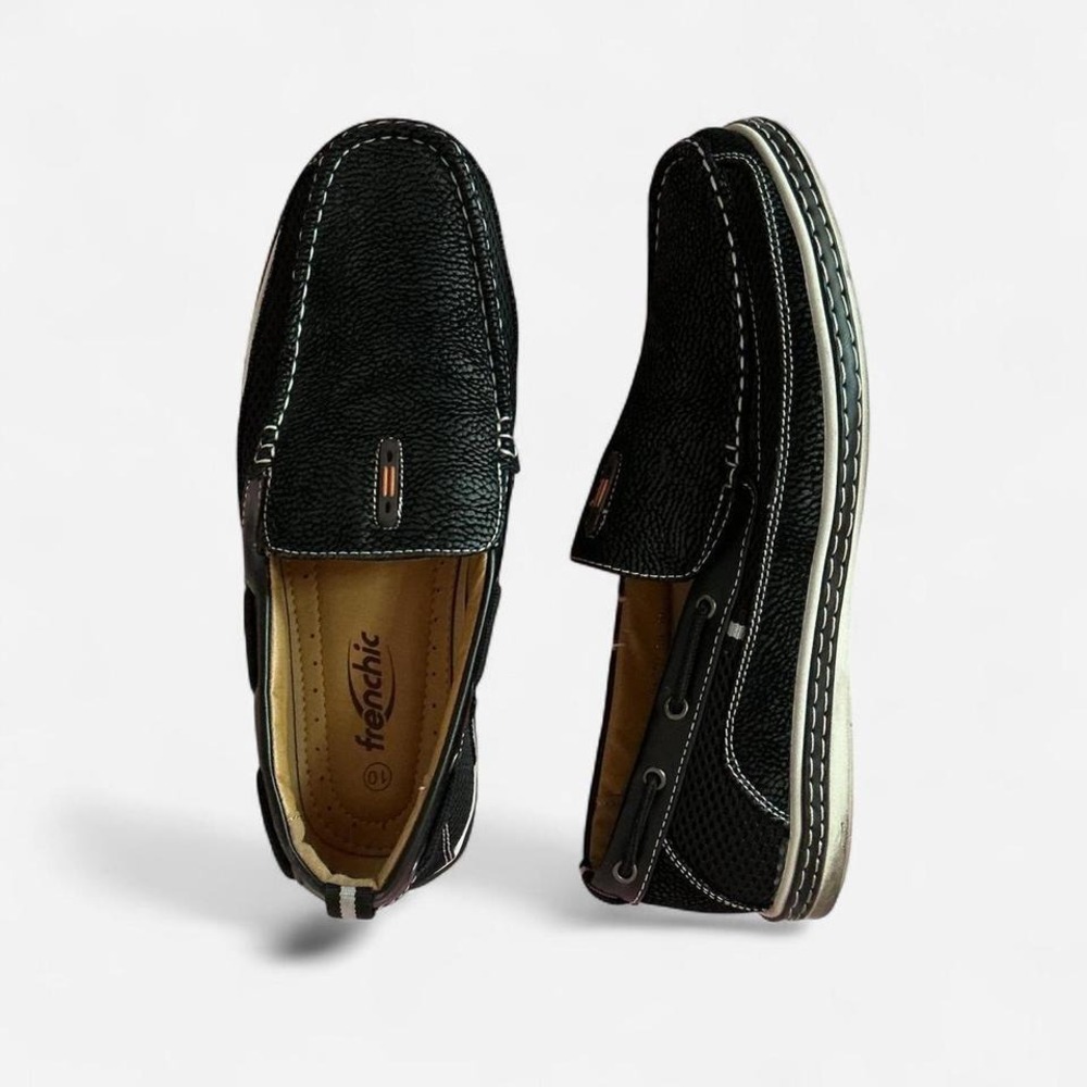 Frenchic Mens Black Leather Driving Moccasins Loafers Shoes‎ Size 10